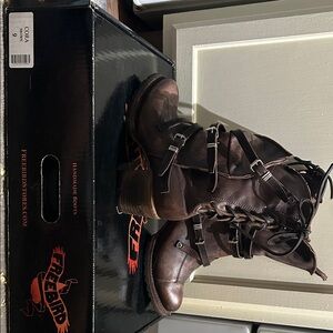 Freebird Dark Brown Lace-Up Heeled Boots